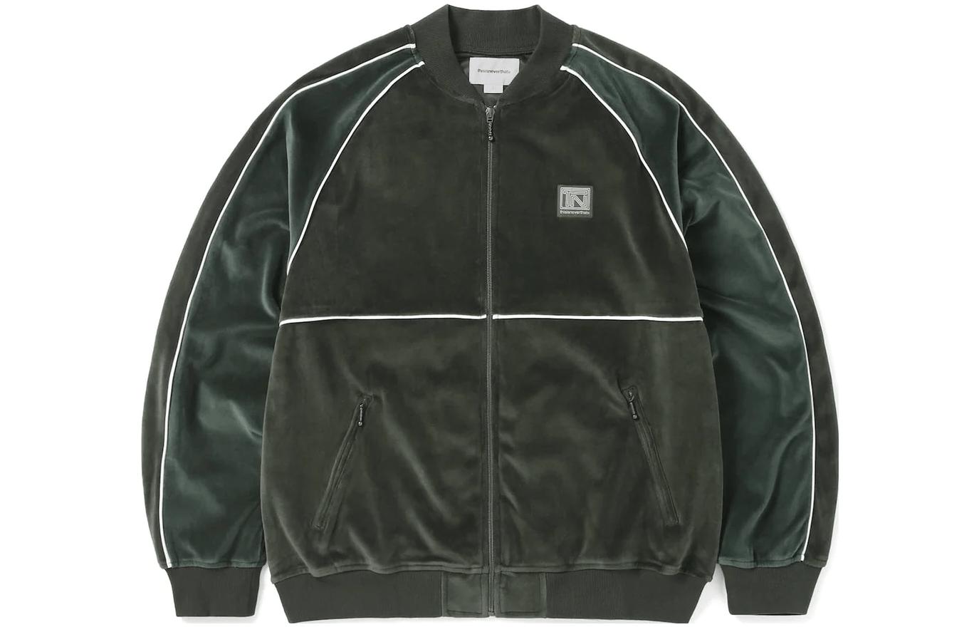 thisisneverthat FW23 Velour Track Jacket Green Unisex Retro Sportswear. TN233TTOLP01GRN