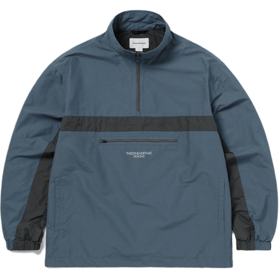 thisisneverthat FW24 Half Zip Sports Pullover Blue Long-Sleeve Sweatshirt. TN243WTOLP01BLU