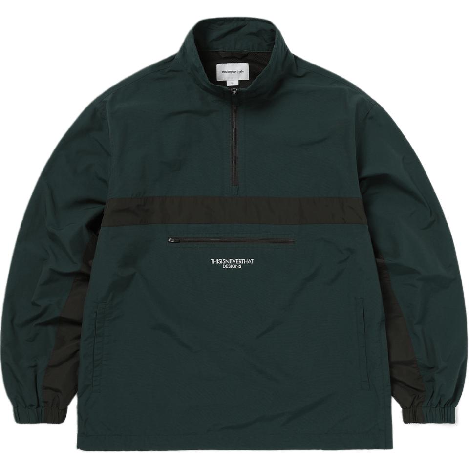 thisisneverthat FW24 Half Zip Sports Pullover Green Long Sleeve Sweatshirt TN243WTOLP01GRN