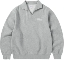 thisisneverthat FW24 Heather Grey Open Collar Logo Pullover Sweatshirt. TN243TSWOW04HGR thisisneverthat FW24 Heather Grey Open Collar Logo Pullover Sweatshirt. TN243TSWOW04HGR