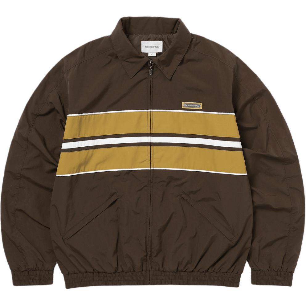 thisisneverthat FW24 Sport Wind Jacket Multicolor Striped Zip Brown Jacket TN243WOWLS10BRN
