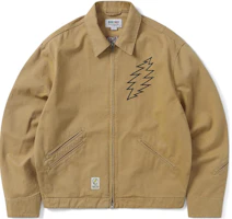 thisisneverthat GD Lightning Carpenter Jacket Tan Khaki Embroidered Zip Jacket GD223WOWLS01TN thisisneverthat GD Lightning Carpenter Jacket Tan Khaki Embroidered Zip Jacket GD223WOWLS01TN