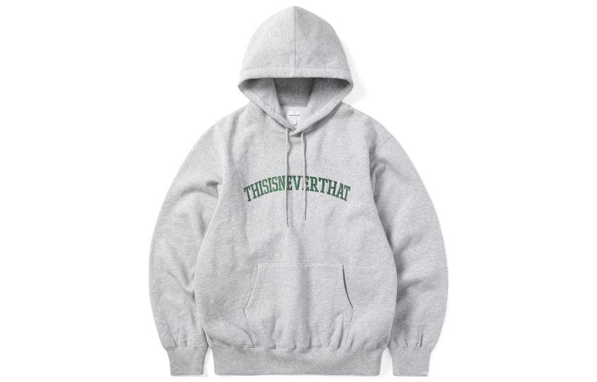 thisisneverthat Grey Pullover Hoodie with Drawstring Logo Design TN223TSWHO01HRXL