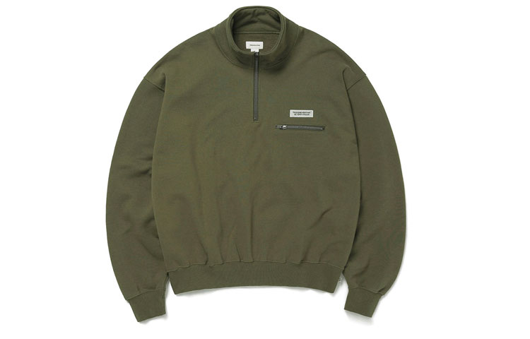 thisisneverthat Half-Zip Pullover Sweatshirt Military Green () TN20FTP003-ARMY-GREEN