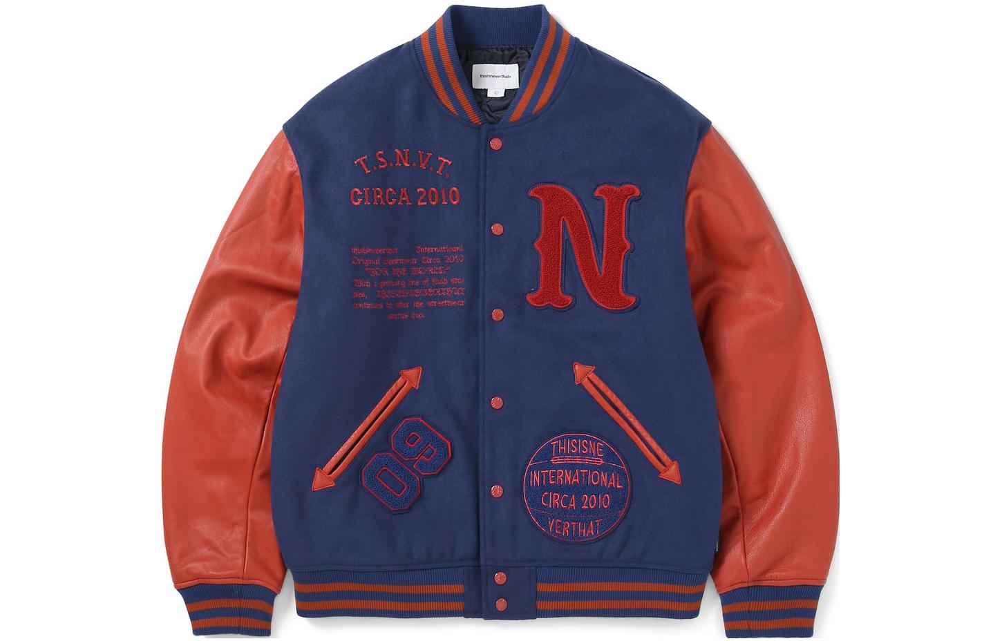 thisisneverthat Letter Logo Single-Breasted Baseball Jacket Unisex TN233LOWHS01BLU