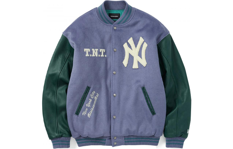 thisisneverthat Letter Print Colorblock Varsity Jacket Navy Unisex. NE223LOWHS01NA