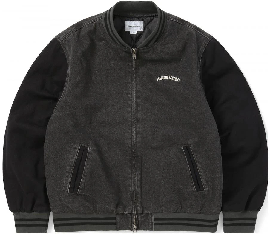 thisisneverthat-letter-printed-patchwork-jacket-unisex-black-tn-223-dowhs-01-bk