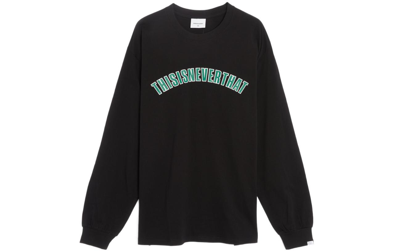 thisisneverthat Logo Print Crewneck Pullover Sweatshirt Unisex. TN223TTSLT01-BLK