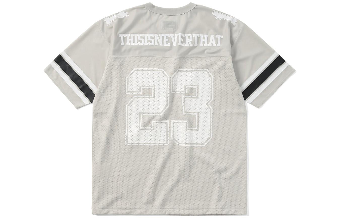 thisisneverthat Mesh Football Jersey Silver Striped Logo Unisex Short Sleeve Silver TN231WTOSP01SRM
