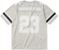 thisisneverthat Mesh Football Jersey Silver Striped Logo Unisex Short Sleeve Silver TN231WTOSP01SRM thisisneverthat Mesh Football Jersey Silver Striped Logo Unisex Short Sleeve Silver TN231WTOSP01SRM