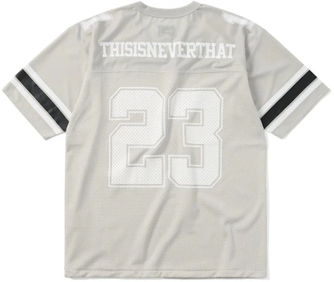 thisisneverthat Mesh Football Jersey Silver Striped Logo Unisex Short Sleeve Silver TN231WTOSP01SRM Buy thisisneverthat Mesh Football Jersey Silver Striped Logo Unisex Short Sleeve Silver TN231WTOSP01SRM