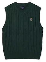 thisisneverthat SS22 Unisex Embroidered Logo Knitted Vest Dark Green TN221KKNPK05 thisisneverthat SS22 Unisex Embroidered Logo Knitted Vest Dark Green TN221KKNPK05