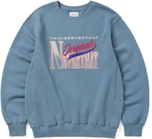 thisisneverthat SS23 Blue Logo Print Crewneck Long Sleeve Sweatshirt Unisex. TN223TSWH045 thisisneverthat SS23 Blue Logo Print Crewneck Long Sleeve Sweatshirt Unisex. TN223TSWH045
