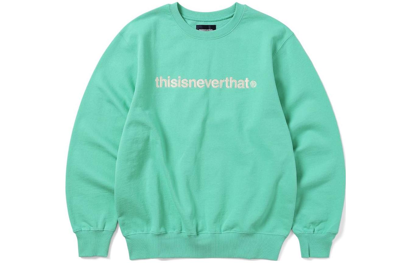 thisisneverthat SS23 Logo Embroidered Printed Long-Sleeve Sweatshirt Light Green TN223TSWH035