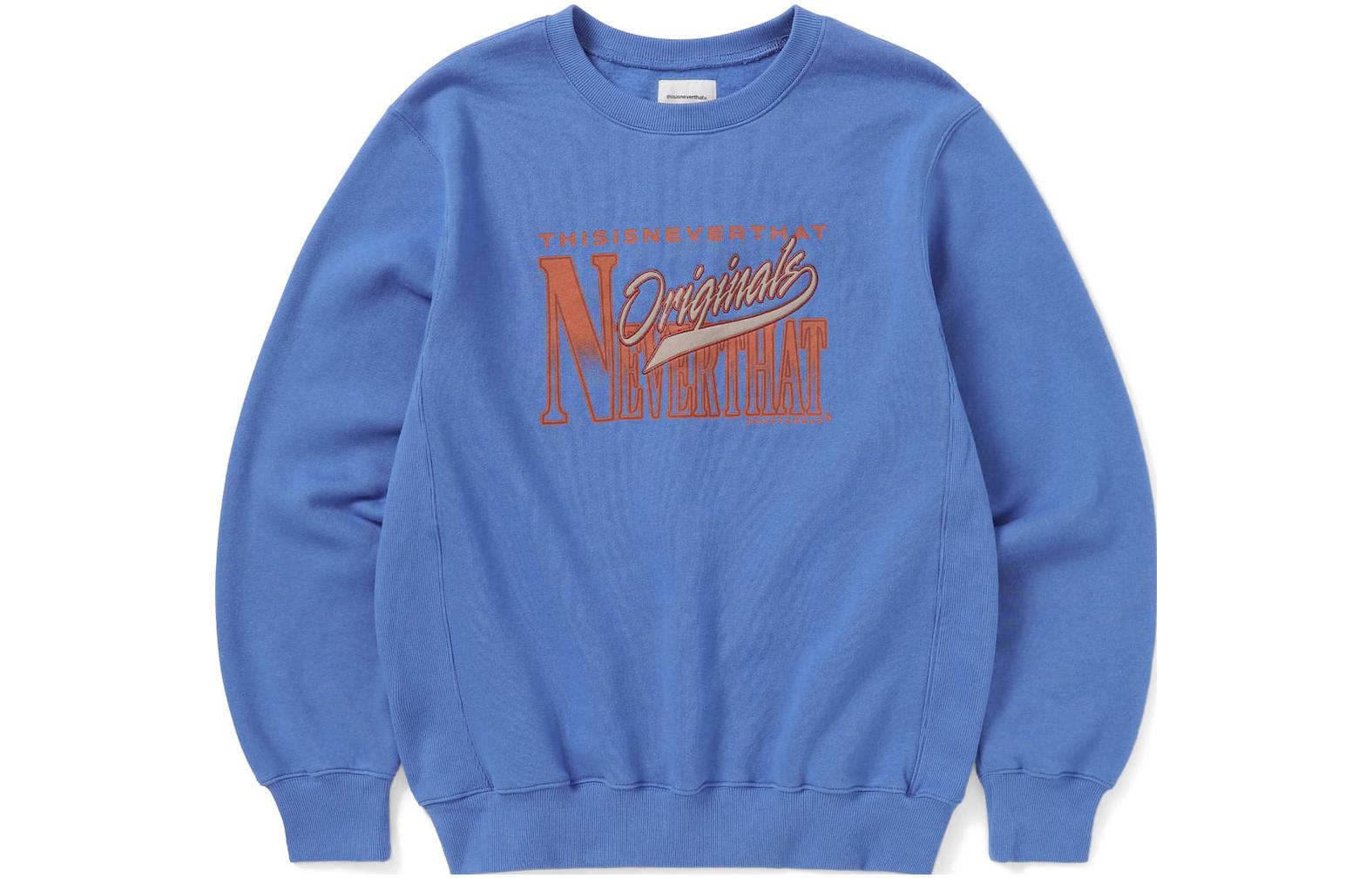 thisisneverthat SS23 Navy Embroidered Logo Crewneck Sweatshirt Unisex. TN223TSWH046