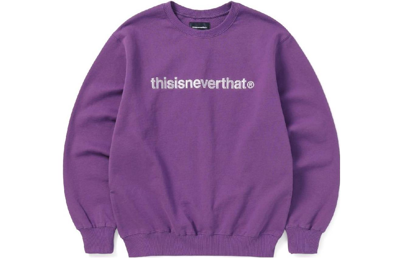 thisisneverthat SS23 Purple Logo Embroidered Long Sleeve Sweatshirt Unisex. TN223TSWH036