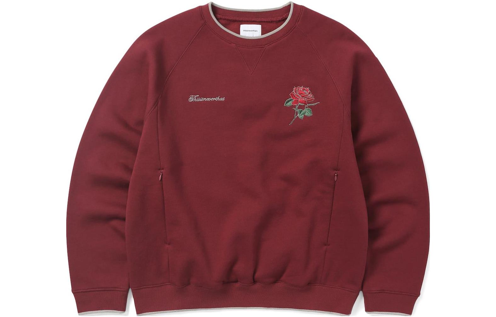 thisisneverthat SS23 Rose Embroidered Hidden Pocket Long Sleeve Sweatshirt Purple TN223TSWH042