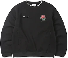 thisisneverthat SS23 Rose Embroidered Hidden Pocket Sweatshirt Unisex BLACK. TN223TSWH043 thisisneverthat SS23 Rose Embroidered Hidden Pocket Sweatshirt Unisex BLACK. TN223TSWH043