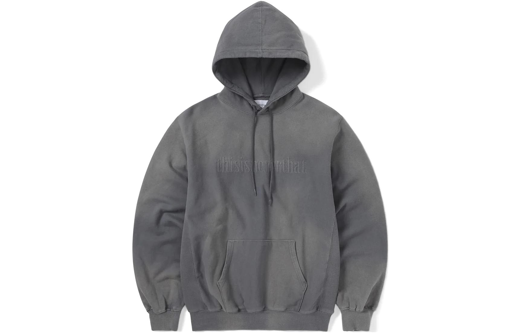 thisisneverthat SS24 Faded Embroidery Hoodie Dark Grey Unisex Pullover. TN241TSWHO03DRG