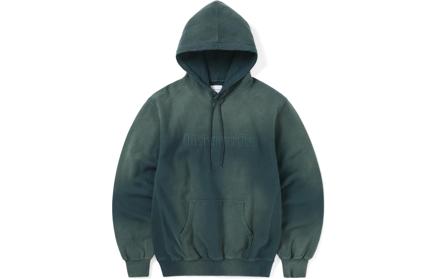 thisisneverthat SS24 Faded Embroidery Hoodie Unisex Indigo Blue Pullover Sweater TN241TSWHO03IDG