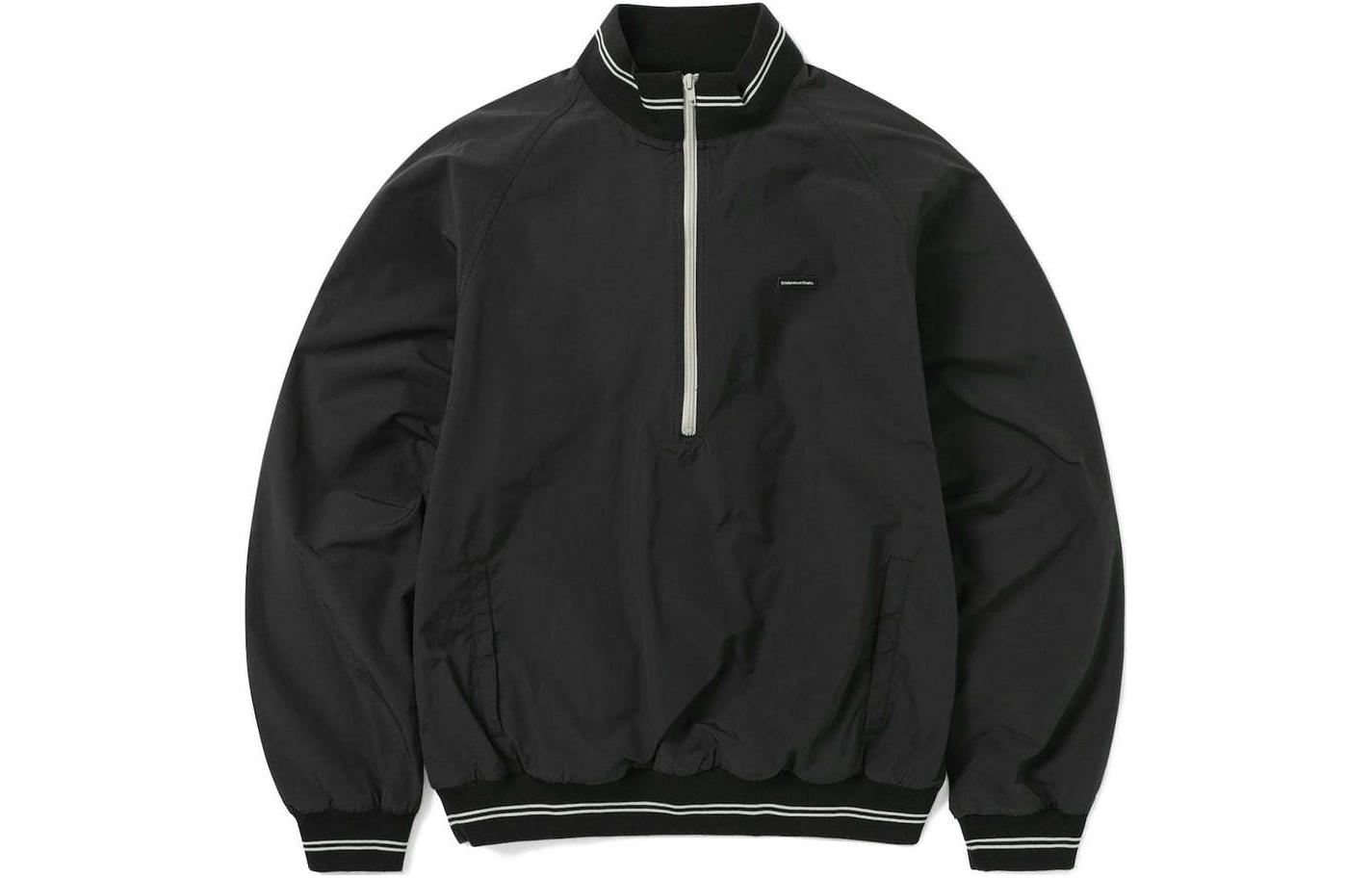 thisisneverthat SS24 Half-Zip Nylon Pullover Sweatshirt Unisex BLACK TN241WTOLP01BLK