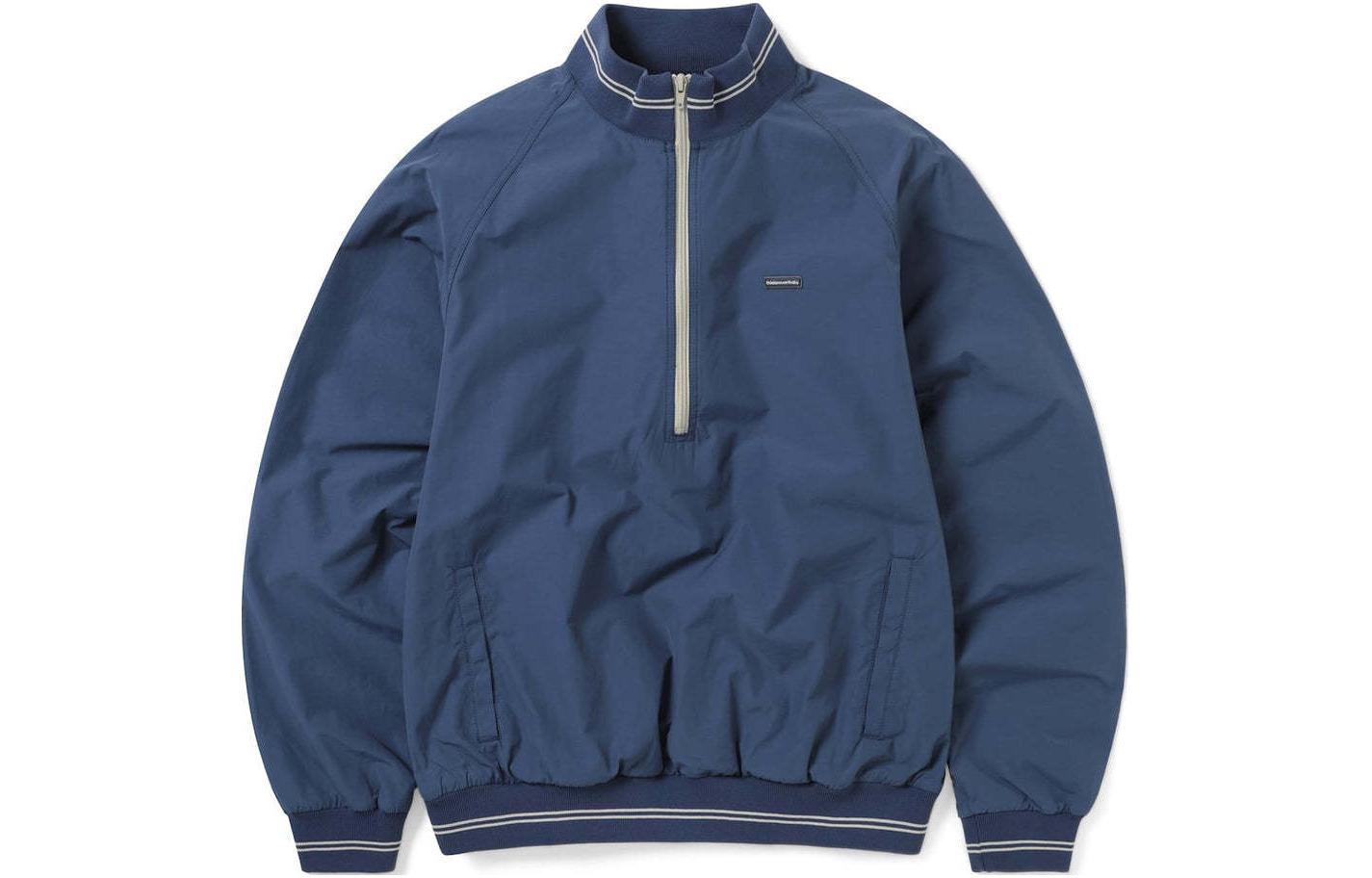 thisisneverthat SS24 Half-Zip Nylon Pullover Sweatshirt Unisex Blue TN241WTOLP01BLU