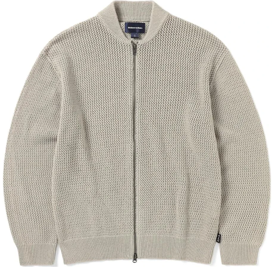 thisisneverthat-ss-24-knit-jacket-beige-with-metal-zipper-unisex-mesh-design-tn-241-kknjk-01-bei