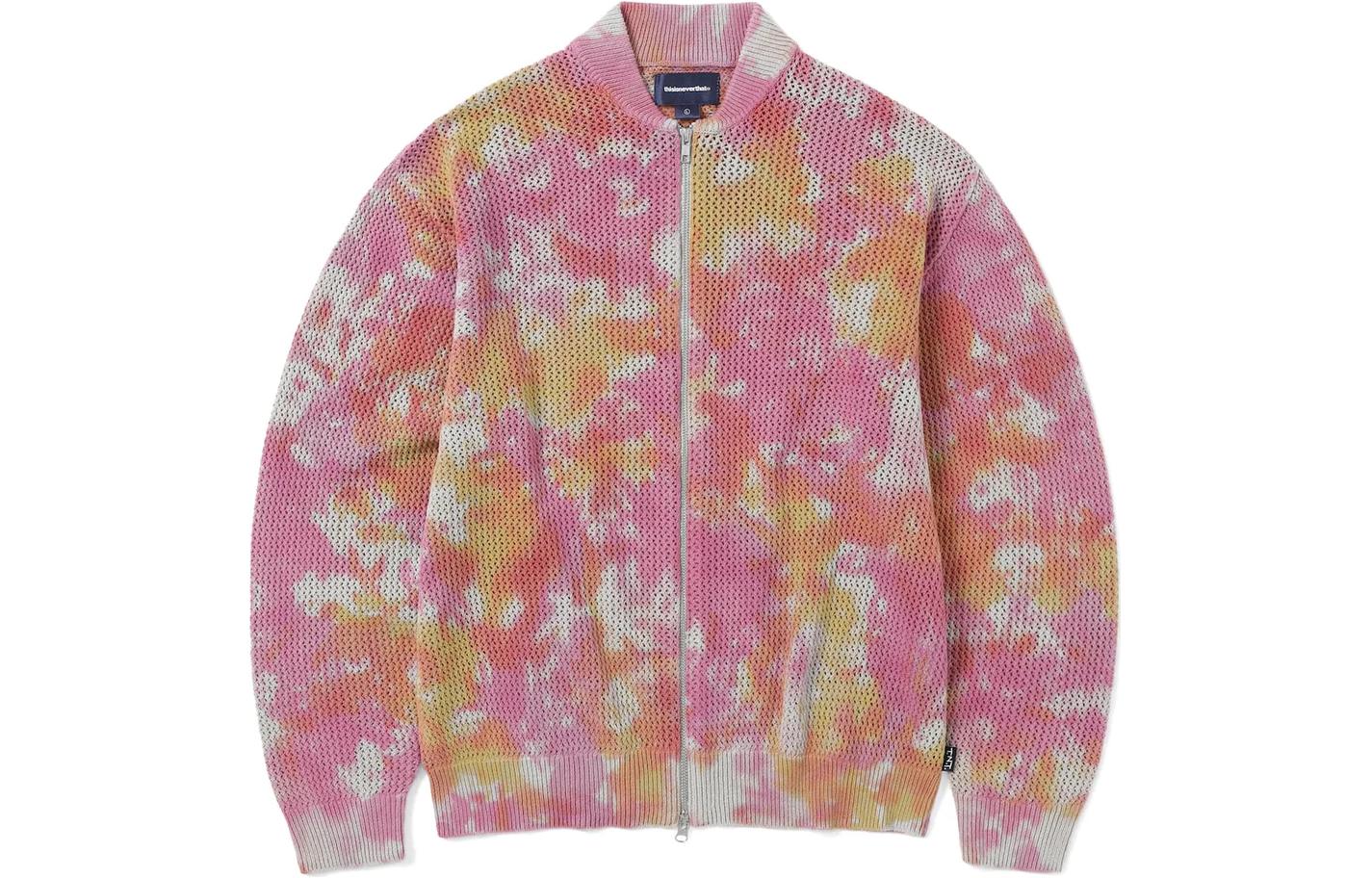 thisisneverthat SS24 Net Knit Jacket Pink Unisex With Side Tag  Pink TN241KKNJK01PNK
