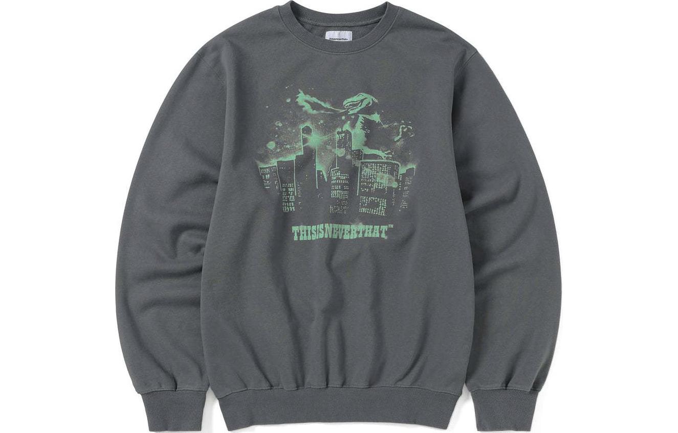 thisisneverthat SS24 Nightmare Crewneck Faded Graphic Unisex Sweatshirt - Dark Gray TN241TSWCW04DRG