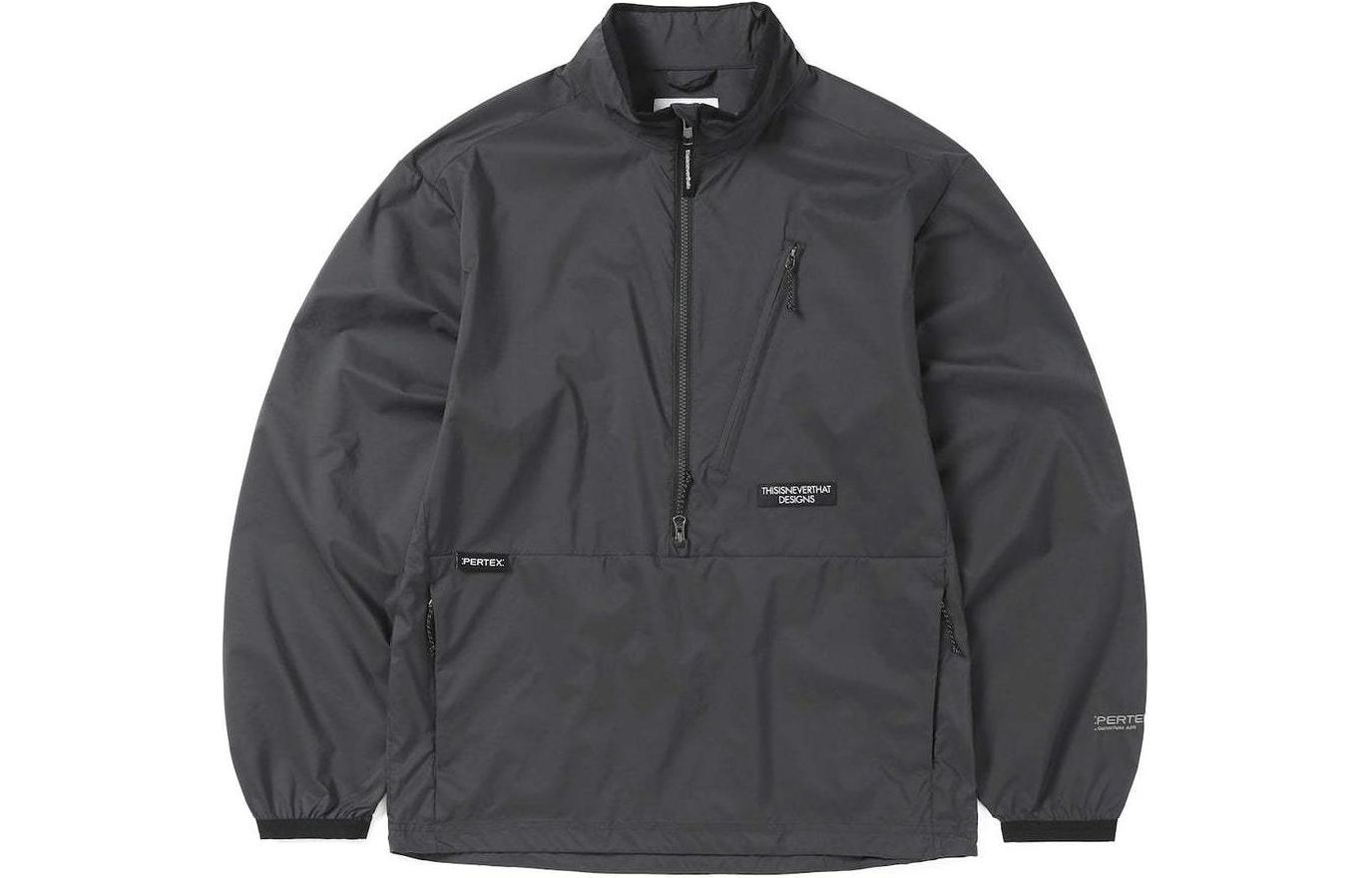 thisisneverthat SS24 PERTEX® QA Half Zip Pullover Embroidered Jacket Black Unisex TN241WOWLS01BLK