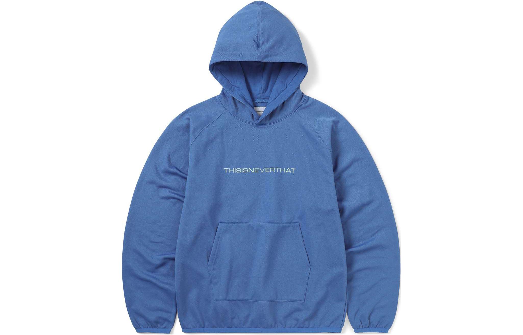 thisisneverthat SS24 Raglan Jersey Hoodie Ultramarine Embroidered Pullover Unisex. TN241TSWHO06ULM