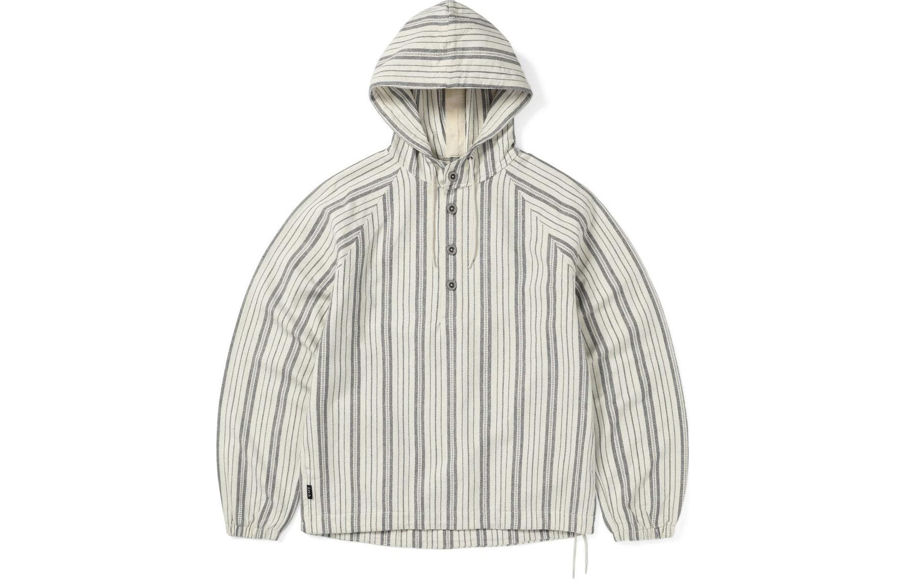thisisneverthat SS24 Stripe Jacquard Ivory Hoodie Unisex TN241WTOLP05IVR