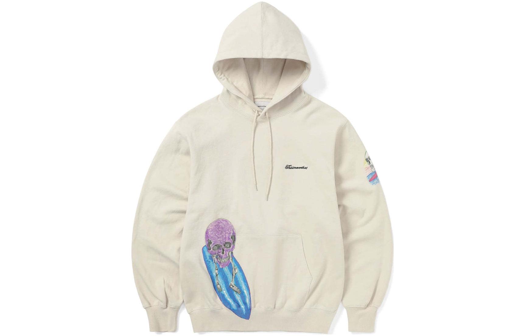 thisisneverthat SS24 Surfing Skull Hoodie Purple Blue Unisex Off-White Sweatshirt TN241TSWHO05NAT