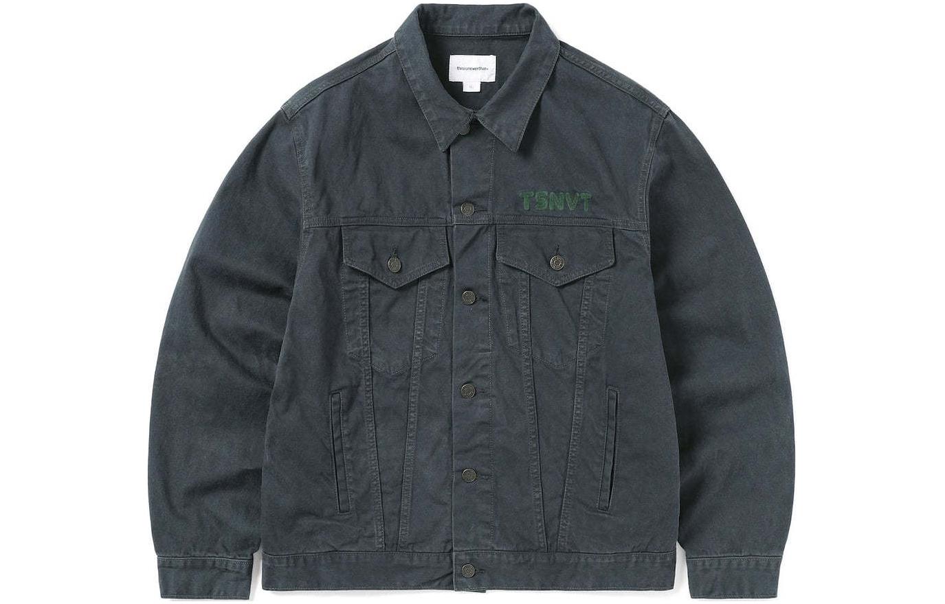thisisneverthat SS24 Ultras TSNVT Trucker Jacket Off Black Unisex Embroidered Jacket TN241WOWLS06OBK