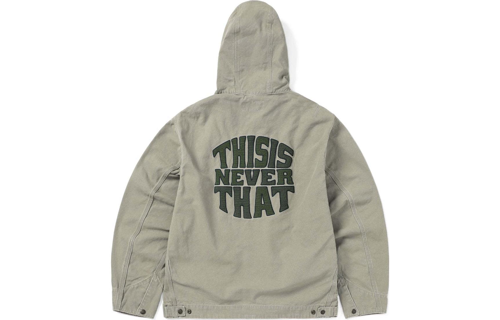 thisisneverthat SS24 Washed Carpenter Jacket Khaki Gray Unisex Hooded Loose Fit. TN241WOWLS07STN