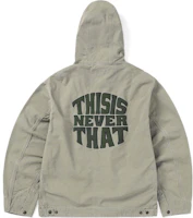 thisisneverthat SS24 Washed Carpenter Jacket Khaki Gray Unisex Hooded Loose Fit. TN241WOWLS07STN thisisneverthat SS24 Washed Carpenter Jacket Khaki Gray Unisex Hooded Loose Fit. TN241WOWLS07STN