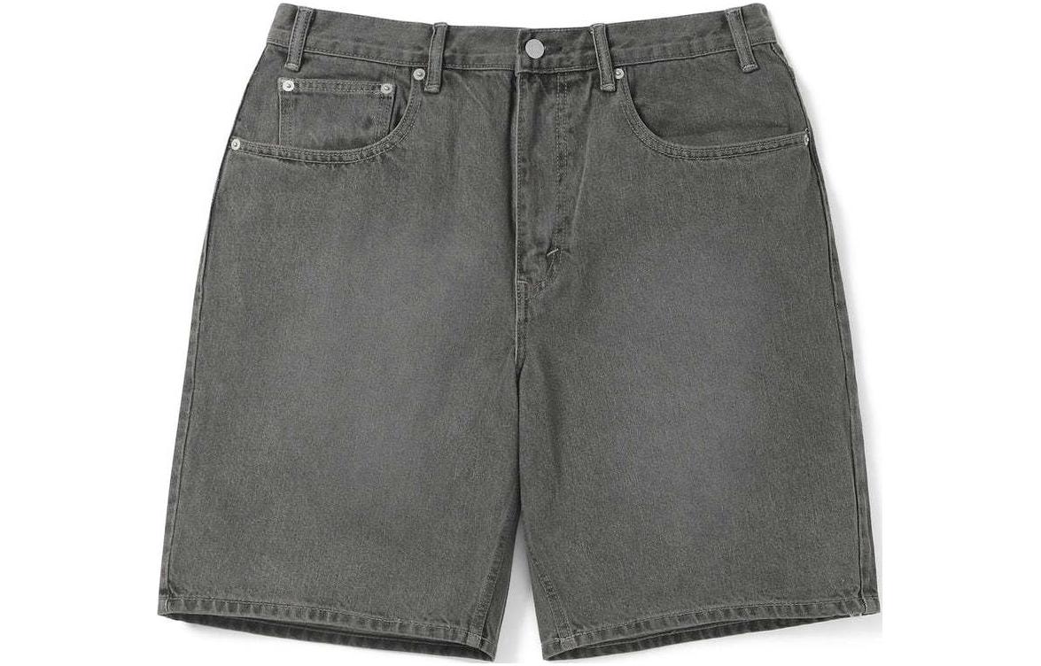 Thisisneverthat SS24 Washed Denim Shorts Gray Unisex with Embossed Logo & Zipper. TN240DSO5S01GRY