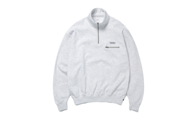 thisisneverthat Stand Collar Loose Zip-Up Sweatshirt Light Gray. TN20FTP003-WHITE