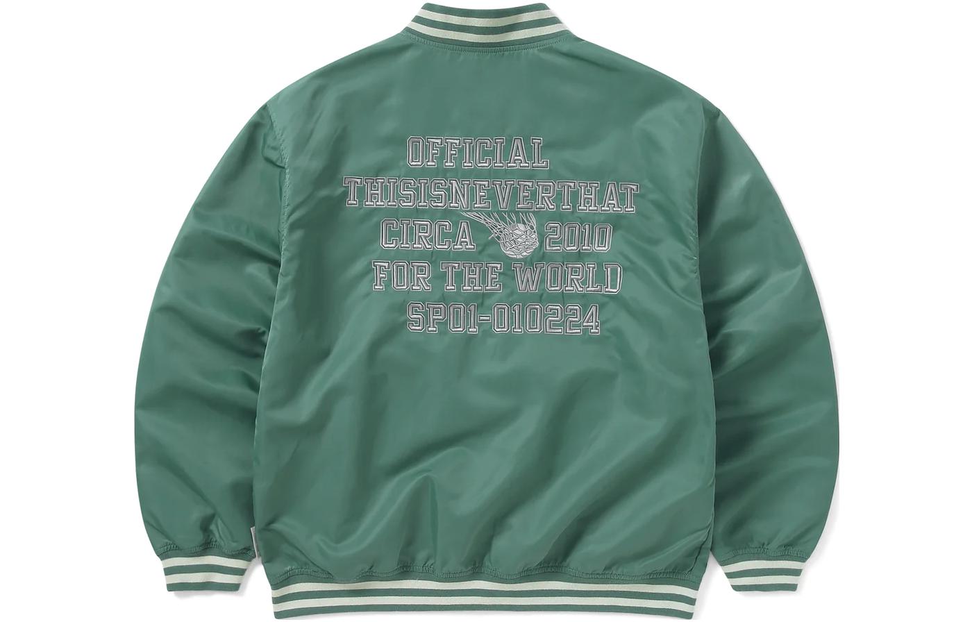 thisisneverthat Striped Letter Relaxed Fit Oversized Casual Jacket Unisex TN233WOWLS01GNA