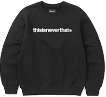 thisisneverthat T-Logo Black Crewneck Sweatshirt Unisex Long Sleeve Pullover TN230TSWCW01BLK thisisneverthat T-Logo Black Crewneck Sweatshirt Unisex Long Sleeve Pullover TN230TSWCW01BLK