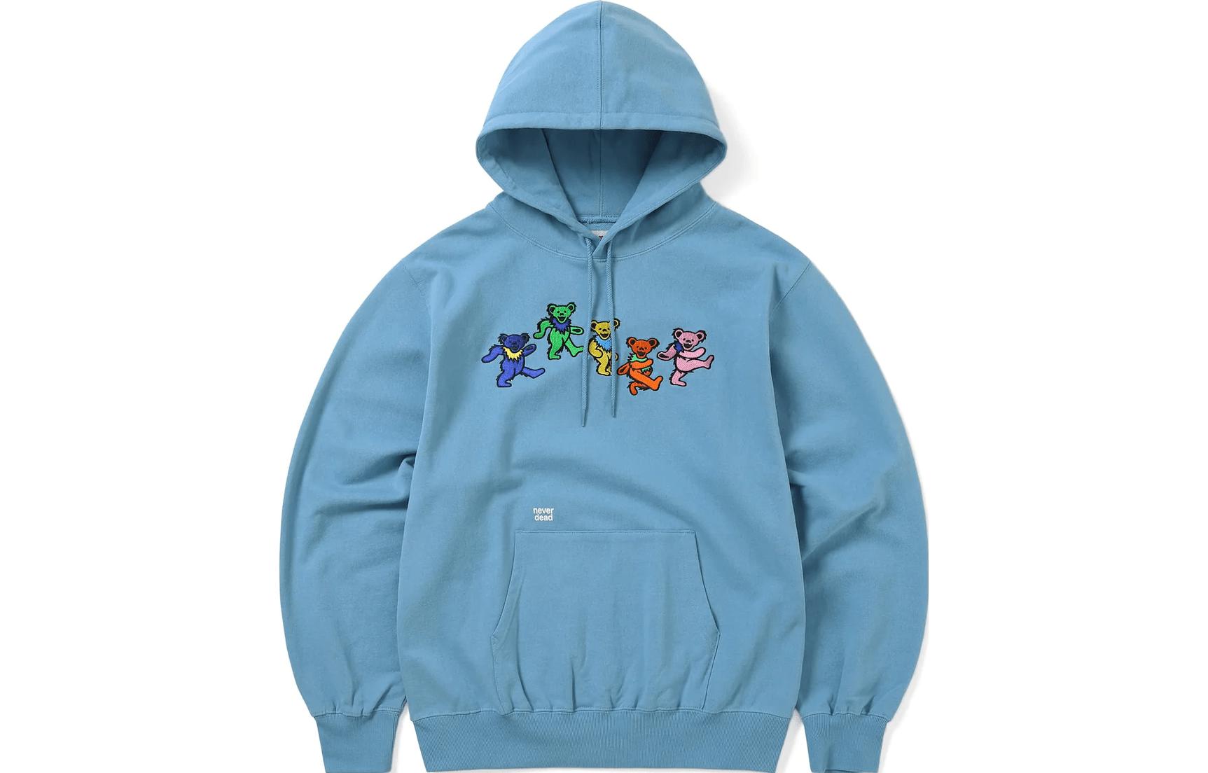 thisisneverthat x Grateful Dead FW23 Dancing Bear Embroidered Hoodie Sky Blue Unisex GD233TSWHO01SKB