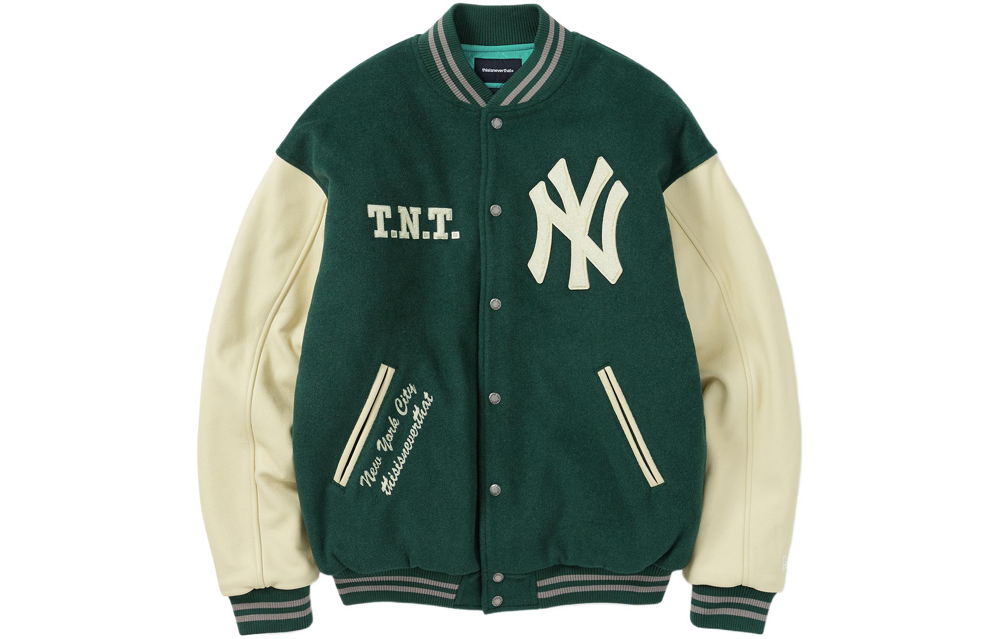 thisisneverthat x MLB Letter Print Colorblock Baseball Jacket Green Unisex. NE223LOWHS01DKG