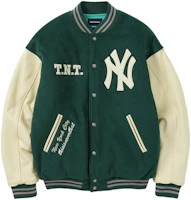 thisisneverthat x MLB Letter Print Colorblock Baseball Jacket Green Unisex. NE223LOWHS01DKG thisisneverthat x MLB Letter Print Colorblock Baseball Jacket Green Unisex. NE223LOWHS01DKG