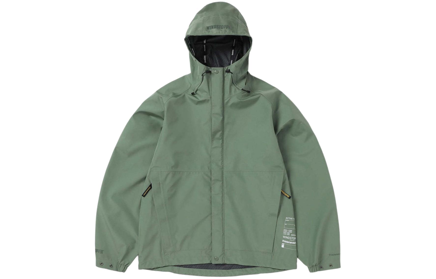 thisisneverthat x WINDSTOPPER SS24 Sage Active Tour Hooded Jacket Green Unisex. TN241WOWLS02SGE