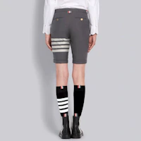 Shop Thom Browne Celana Pendek 4-Bar Katun Abu-Abu Medium MTC188A-06146-035