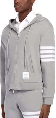 톰브라운 4-바 그레이 하프앤하프 후드 스트라이프 집업 스웻셔츠. MJT168A-05403-055 Purchase 톰브라운 4-바 그레이 하프앤하프 후드 스트라이프 집업 스웻셔츠. MJT168A-05403-055