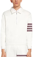 THOM BROWNE 4-Bar Half-Zip Knit Pullover Sweatshirt White MJT292A-07545-117 THOM BROWNE 4-Bar Half-Zip Knit Pullover Sweatshirt White MJT292A-07545-117