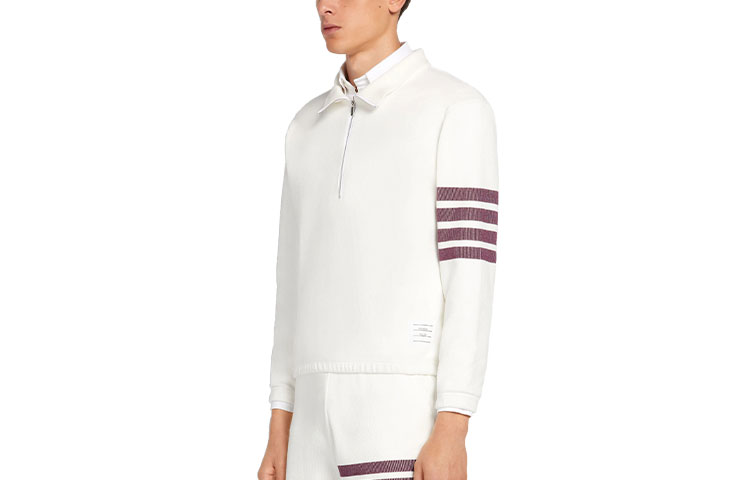 Shop 汤姆布朗 4-Bar半拉链针织套头衫白色 MJT292A-07545-117