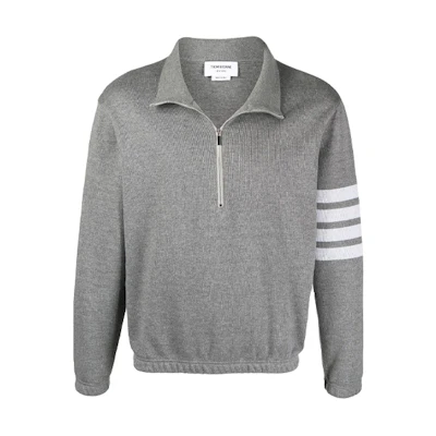 Thom Browne 4-Bar Half-Zip Long Sleeve T-Shirt Gray MJT292A-07545-035