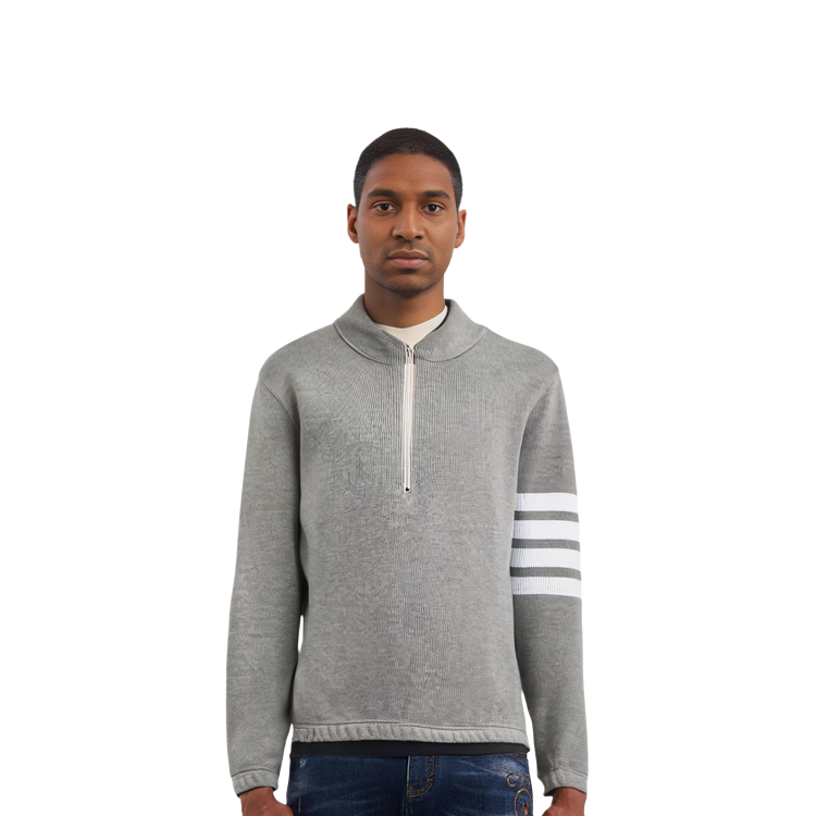 Sizing 톰 브라운 4-바 반집업 긴팔 티셔츠 그레이 MJT292A-07545-035